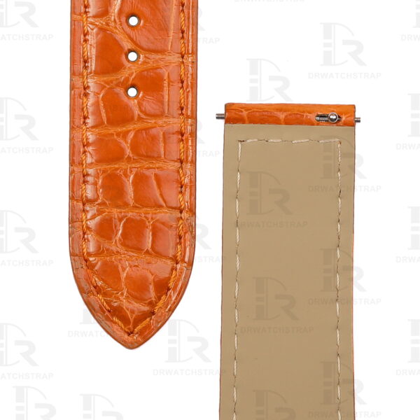 Buy Custom Cartier Ballon Bleu watch leather strap Orange Belly Scale American Alligator Deployant clasp with push button buckle watch band (2)