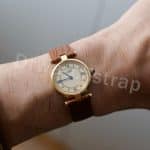 Rolex Cellini Moonphase Curved end Blue alligator leather strap with white stitching watch band (2)