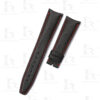 Custom curved leather watch strap 20mm black calfskin red stitching (1)