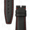 Custom curved leather watch strap 20mm black calfskin red stitching (3)