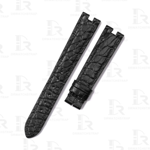 Handmade Custom Vintage Cartier Vendome straps Black Round scale American Alligator watchbands Handmade Custom Vintage Cartier Vendome straps Black Round scale American Alligator watchbands