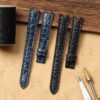 Handmade Custom Vintage Cartier Vendome straps Dark Brown Blue Round scale American Alligator watch strap Handmade Custom Vintage Cartier Vendome straps Dark Brown Blue Round scale American Alligator watch strap