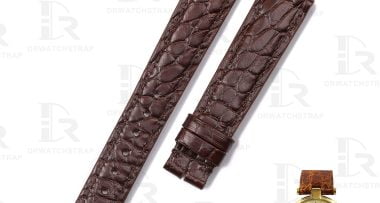 Handmade Custom Vintage Cartier Vendome straps Dark Brown Round scale American Alligator watch bands (1)