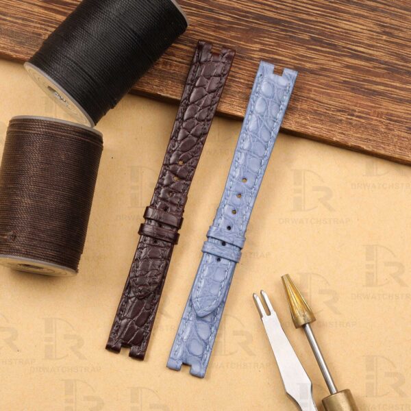 Handmade Custom Vintage Cartier Vendome straps Dark Brown Round scale American Alligator watch strap (3) Handmade Custom Vintage Cartier Vendome straps Dark Brown Round scale American Alligator watch strap (3)