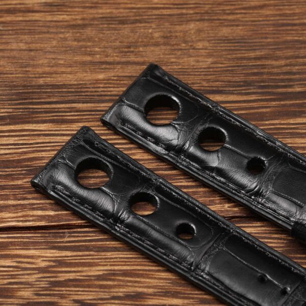Buy Custom Black American Alligator Leather watch straps for Chopard Mille Miglia with 3 holes 19mm 20mm 23mm Handmade watch band for sale (1)