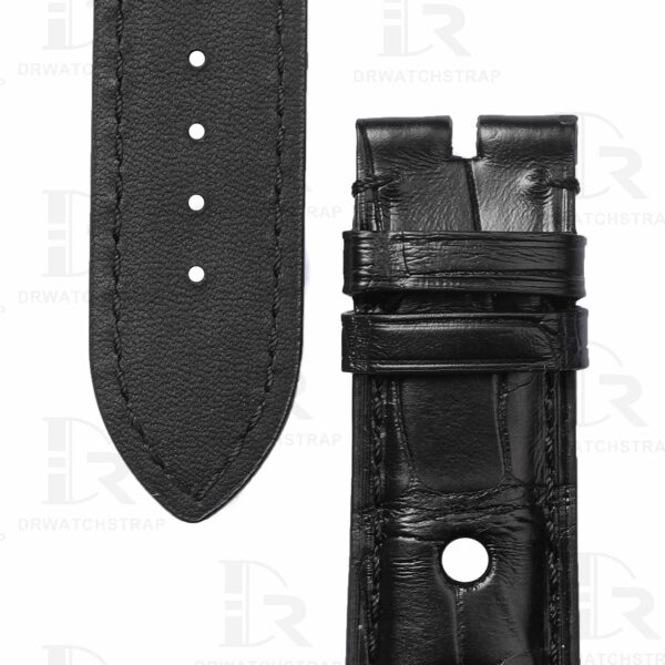 Buy Custom Black American Alligator Leather watch straps for Chopard Mille Miglia with 3 holes 19mm 20mm 23mm Handmade watch band for sale (3)