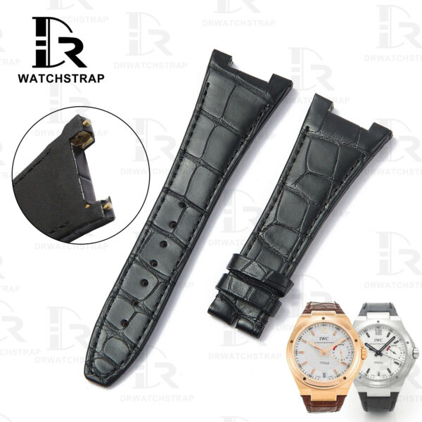 Buy Handmade Custom Black Alligator leather watch band IWC big ingenieur strap Replacement watchband (1)