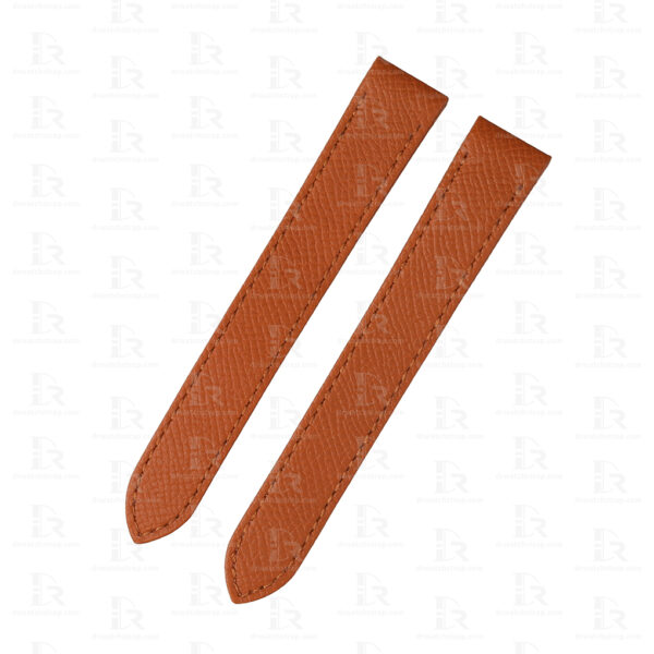 Custom Brown Epsom Calfskin leather watch strap replacement for Cartier Santos galbée