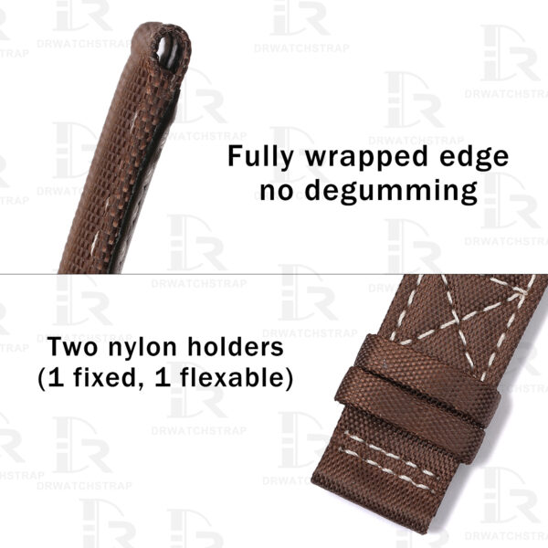 Custom high-density Patek Philippe Calatrava Pilot Travel Time 5524r 001 Brown Canvas watch straps replacement handcrafted nylon watchband for sale (2)