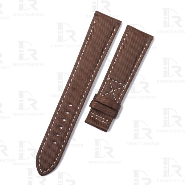 Custom high-density Patek Philippe Calatrava Pilot Travel Time 5524r 001 Brown Canvas watch straps replacement handcrafted nylon watchbands for sale (1)