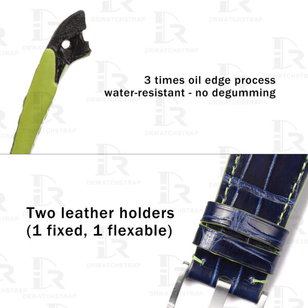 Buy Custom Alligator Blue leather strap for Rolex Deepsea leather watchbands handmade straps for sale (3)