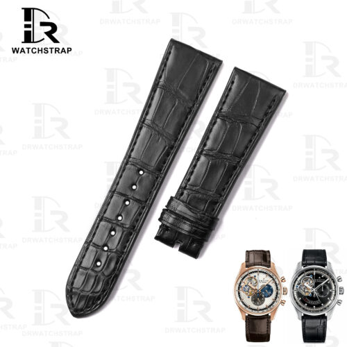 Buy Custom Black alligator leather strap Zenith el primero watch band Handmade for sale straps (1)