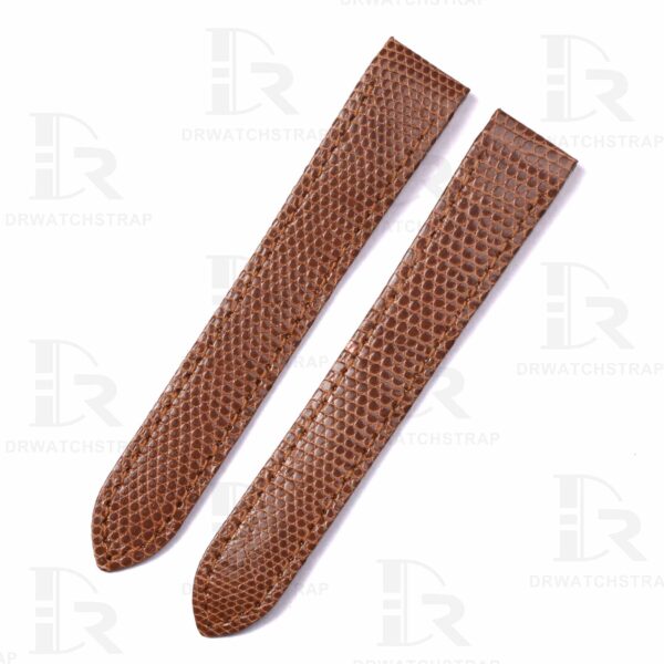 Buy Custom Cartier Santos Galbee Brown Lizard leather strap 14mm 16mm 18mm 19mm handmade watch bands for sale