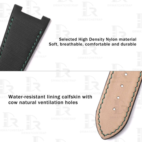 Handmade Black Canvas watch strap for Girard Perregaux Laureato watch straps replacement GP 81005 for sale (2)