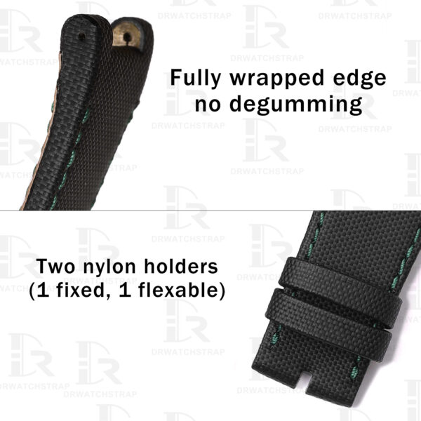 Handmade Black Canvas watch strap for Girard Perregaux Laureato watch straps replacement GP 81005 for sale (3)