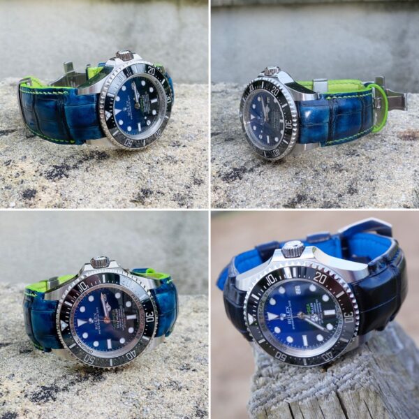 Rolex Deepsea Deep Sea Dweller Seadweller D Blue alligator leather watch band strap