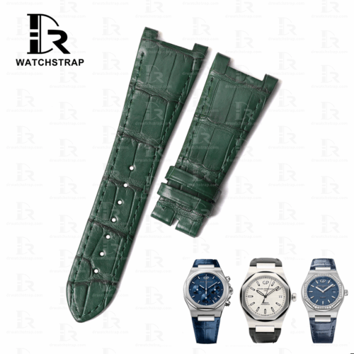 Custom Handmade Green Alligator leather watch bands for Girard Perregaux Laureato watch strap replacement GP laureato 81005 for sale (1)