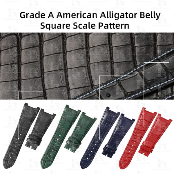 Custom Handmade Green Alligator leather watch bands for Girard Perregaux Laureato watch strap replacement GP laureato 81005 for sale (2)