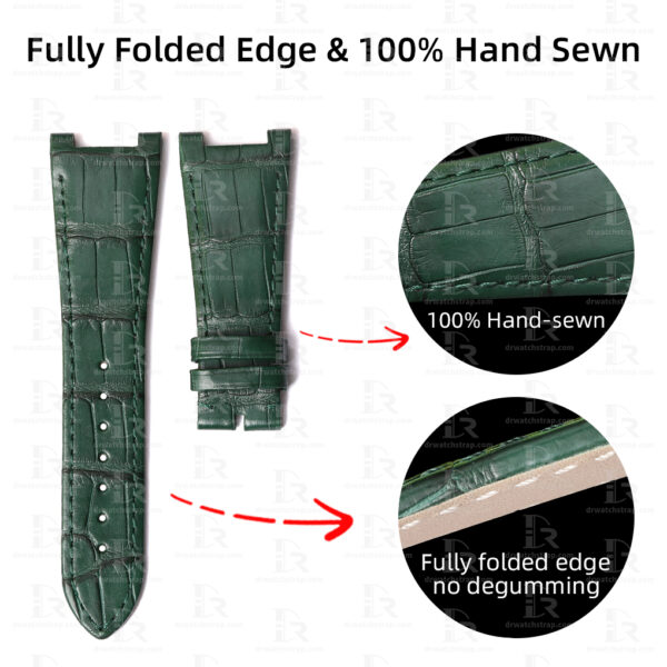 Custom Handmade Green Alligator leather watch bands for Girard Perregaux Laureato watch strap replacement GP laureato 81005 for sale (4)