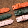 Custom Pink Round scale Alligator Cartier mini Baignoire Vintage Replacement Strap Handmade watch straps for sale (3)