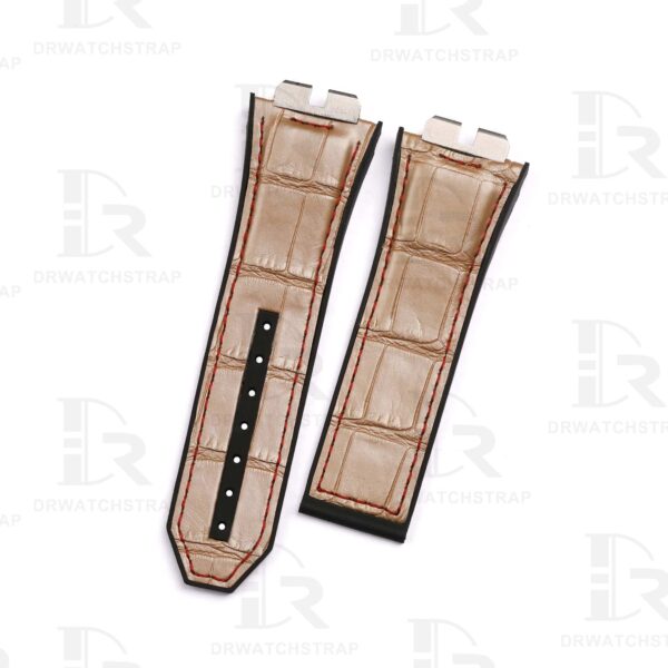Custom Replacement Gold Alligator leather watch band for Hublot Big Bang Unico World Poker Tour 411 strap Handmade watch straps for sale