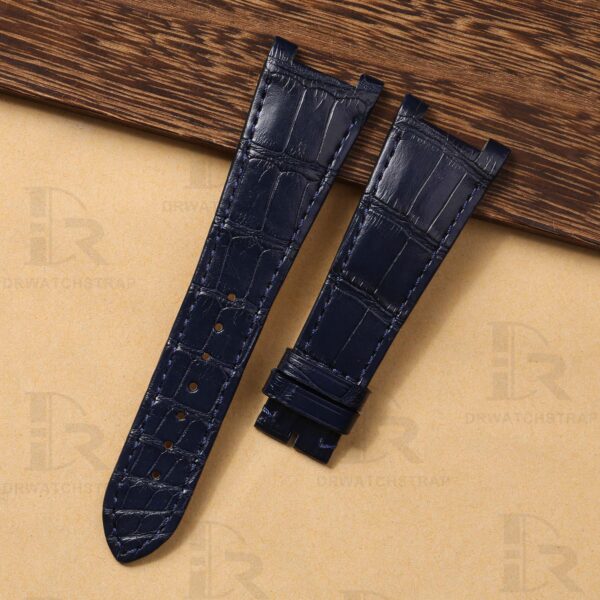 Handmade Dark blue Alligator leather watchbands for Girard Perregaux Laureato watch strap replacement GP laureato 81005 for sale (2)