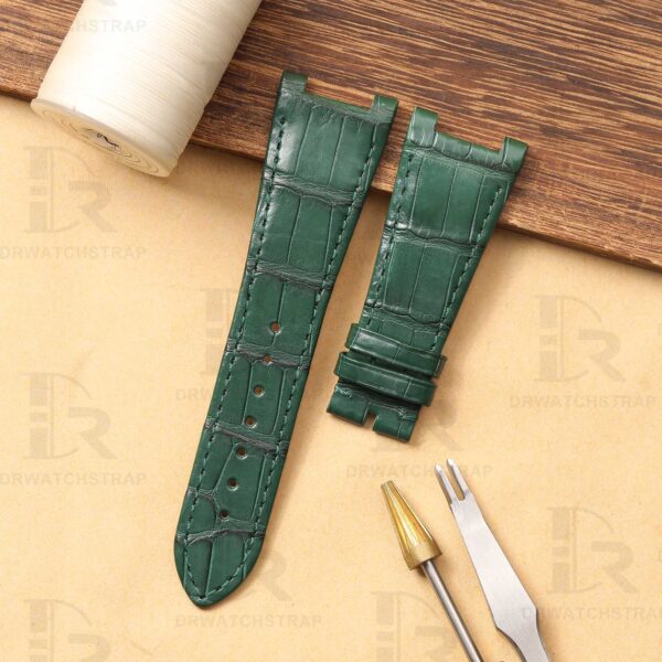 Handmade Green Alligator leather watchband for Girard Perregaux Laureato watch strap replacement GP laureato 81005 for sale (2)