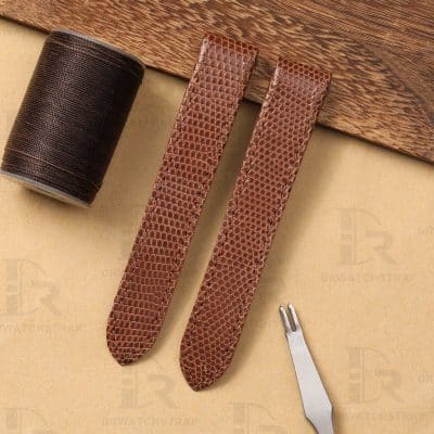 Buy Custom quickswitch Cartier Roadster Brown Lizard leather watch band