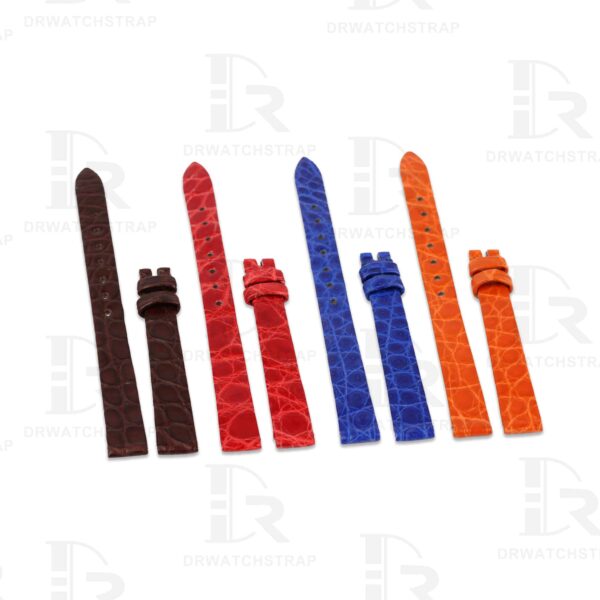 Custom Blue Round-scale alligator leather watch band for Chopard Happy Diamond watch strap (2)