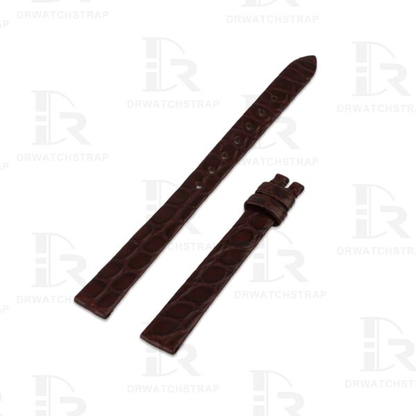 Custom Brown Round-scale alligator leather watch band for Chopard Happy Diamond watch strap (1)
