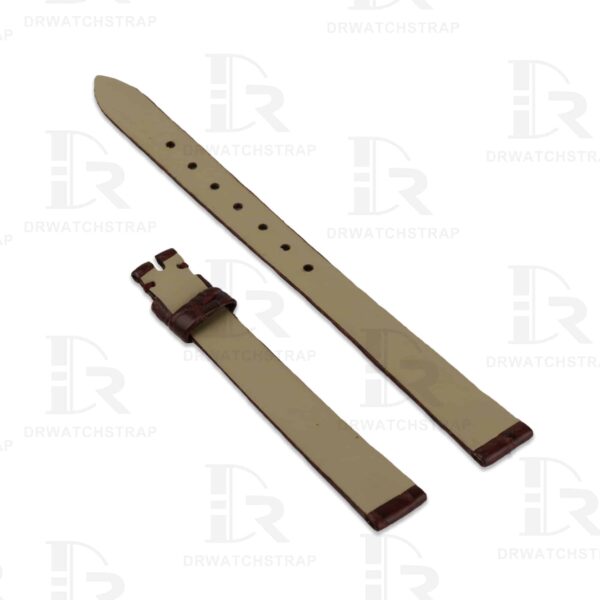 Custom Brown Round-scale alligator leather watch band for Chopard Happy Diamond watch strap (2)