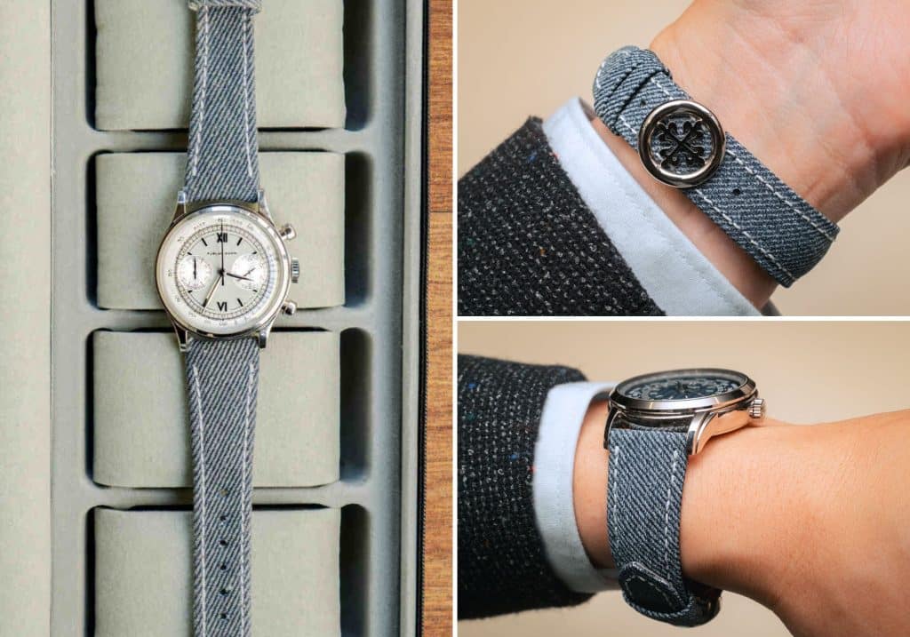 Replacement Denim Jeans leather watch band for Patek Philippe Calatrava 5330G Jeans World Time Date Complications strap (2)