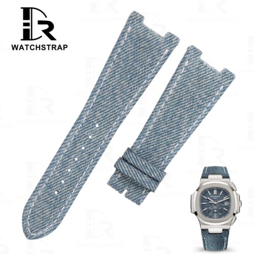 Buy Custom Handmade patek philippe Nautilus 5711 Denim strap 21mm 25mm replacement watch bands 1