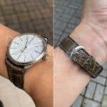 Custom genuine gray calf leather alligator grain 20mm Rolex Bund leather watch band and strap replacement for Rolex, Omega, Tudor, Oris, Daytona, Hamilton