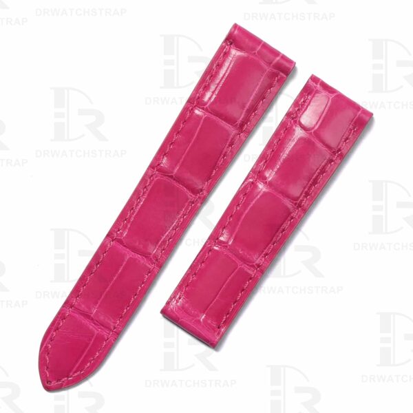 Buy Custom Cartier tortue Pink leather watch bands 18mm handmade for straps