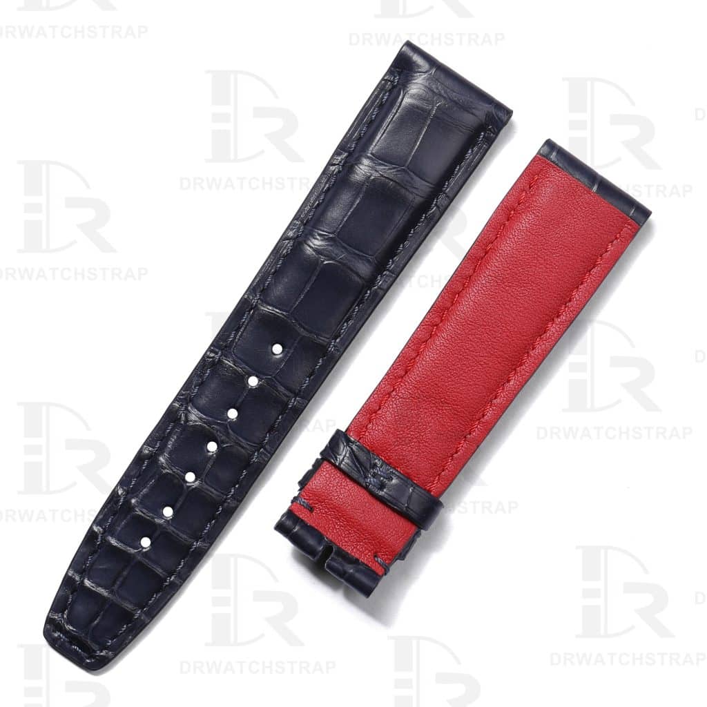 Buy Custom handmade Dark Blue Alligator leather strap for IWC Portuguese Chonograph Portofino 20mm watch bands (2)
