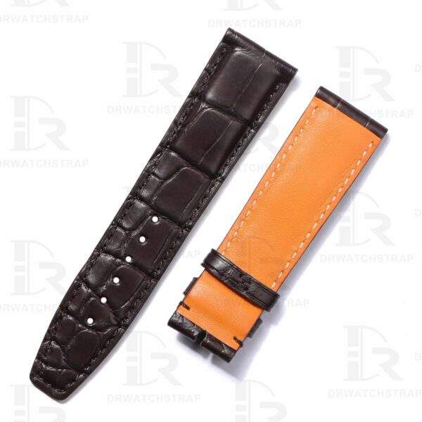 Buy Custom handmade Dark Brown Alligator leather strap for IWC Portuguese Chonograph Portofino 20mm watch bands (2)