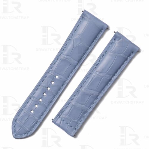 Sky Blue Custom Cartier Tank quick release Brown leather straps 20mm handcrafted for sale