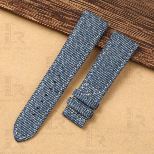 Buy custom handmade blue jeans Denim leather watch bands for patek philippe calatrava 5524r watch band 21mm replacement (1)