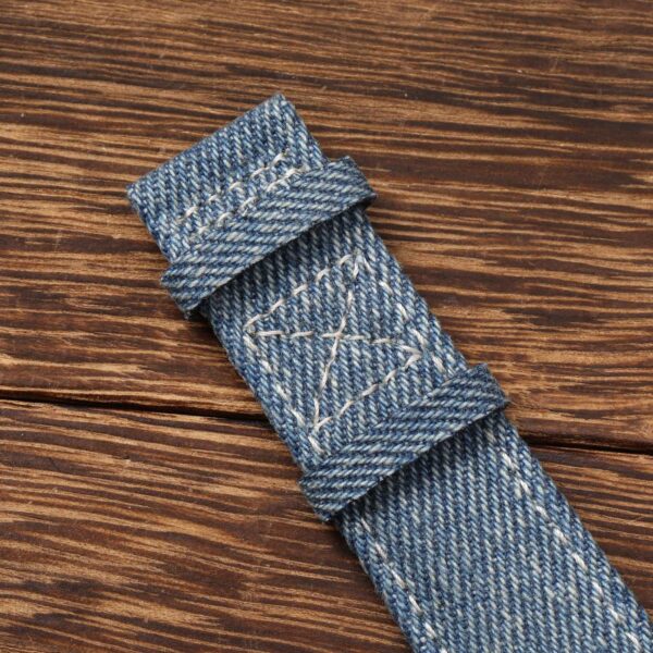 Buy custom handmade blue jeans Denim leather watch bands for patek philippe calatrava 5524r watch band 21mm replacement (3)