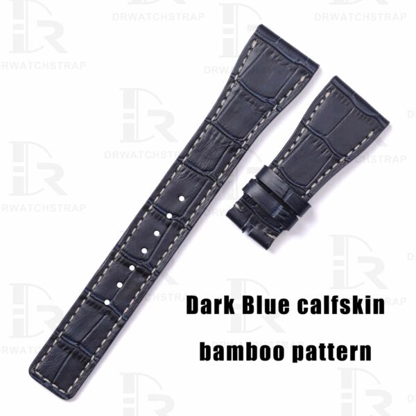 Custom handmade Dark Blue calfskin bamboo pattern for IWC Da Vinci 24mm