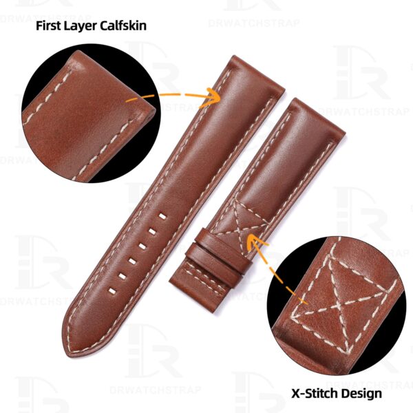 Buy Custom replacement Brown Calfskin Leather Strap for Patek Philippe Calatrava 5524 watch band 21mm for sal (1)