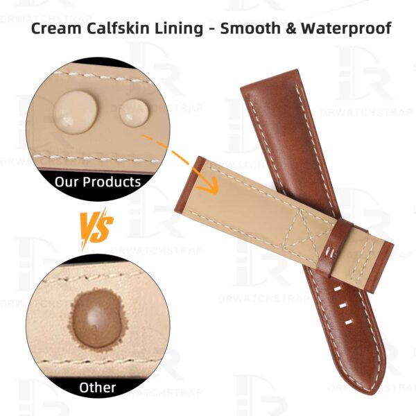 Buy Custom replacement Brown Calfskin Leather Strap for Patek Philippe Calatrava 5524 watchbands 21mm for sal (7)