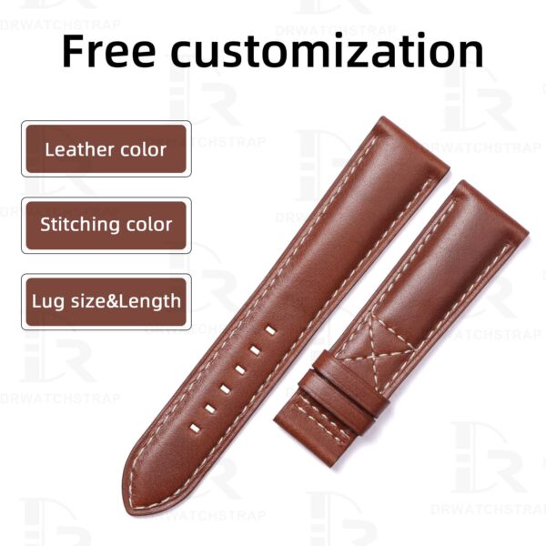 Buy Custom replacement Brown Calfskin Leather Strap for Patek Philippe Calatrava 5524 watchbands 21mm for sal (8)