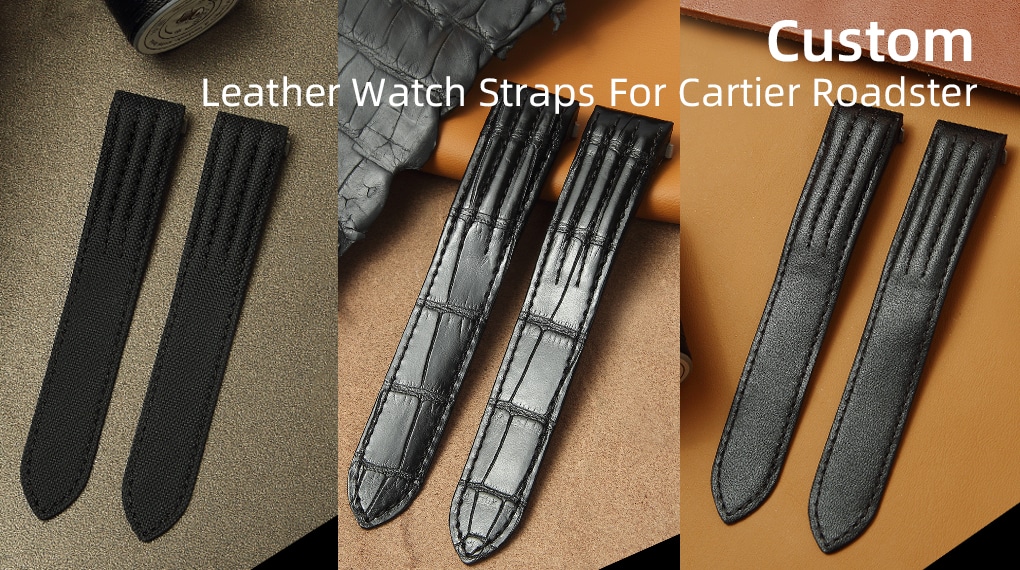 Custom Quickswitch Leather Watch Straps for Cartier Roadster