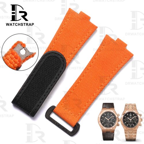 Custom Replacement Canvas Nylon Orange Velcro watch strap Vacheron Constantin Overseas (VCO) for sale (1)