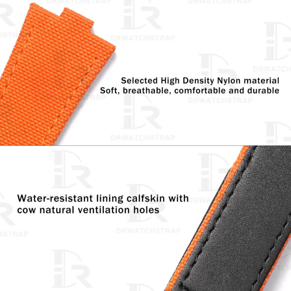 Custom Replacement Canvas Nylon Orange Velcro watchbands Vacheron Constantin Overseas (VCO) for sale (1)