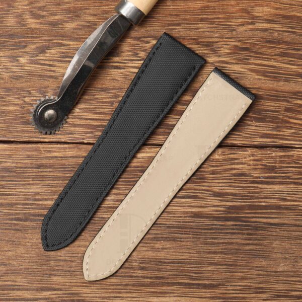 Custom handmade Black canvas Calibre de Cartier leather strap 21mm 23.5mm watch band replacement for sale (2)