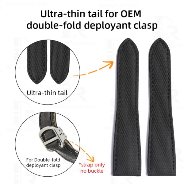 Custom handmade Black canvas Calibre de Cartier leather strap 21mm 23.5mm watch bands replacement for sale (1)