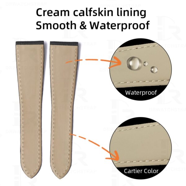 Custom handmade Black canvas Calibre de Cartier leather strap 21mm 23.5mm watch bands replacement for sale (3)